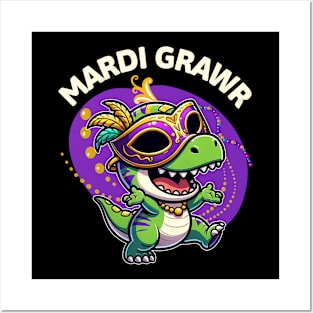 Mardi Grawr T-rex Posters and Art
